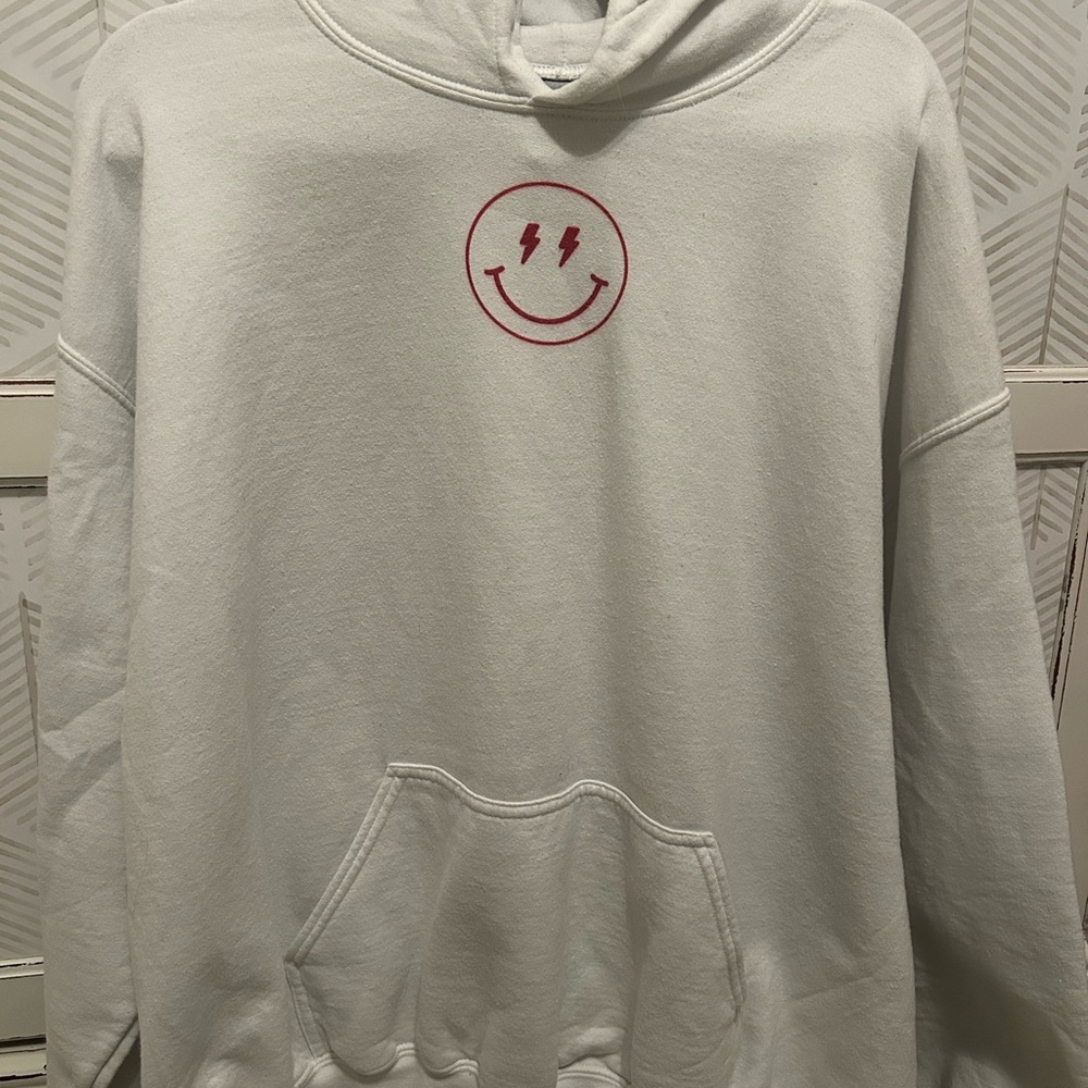 White Smiley Face Indiana Hoodie
